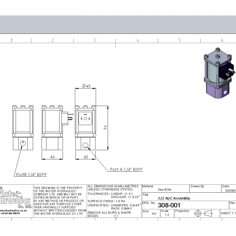 2/2 Direct-Acting Solenoid Valve (N/C, DN3)
