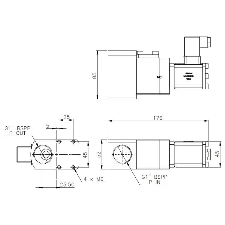 2/2 Pilot-Operated Solenoid Valve (N/O, DN25)
