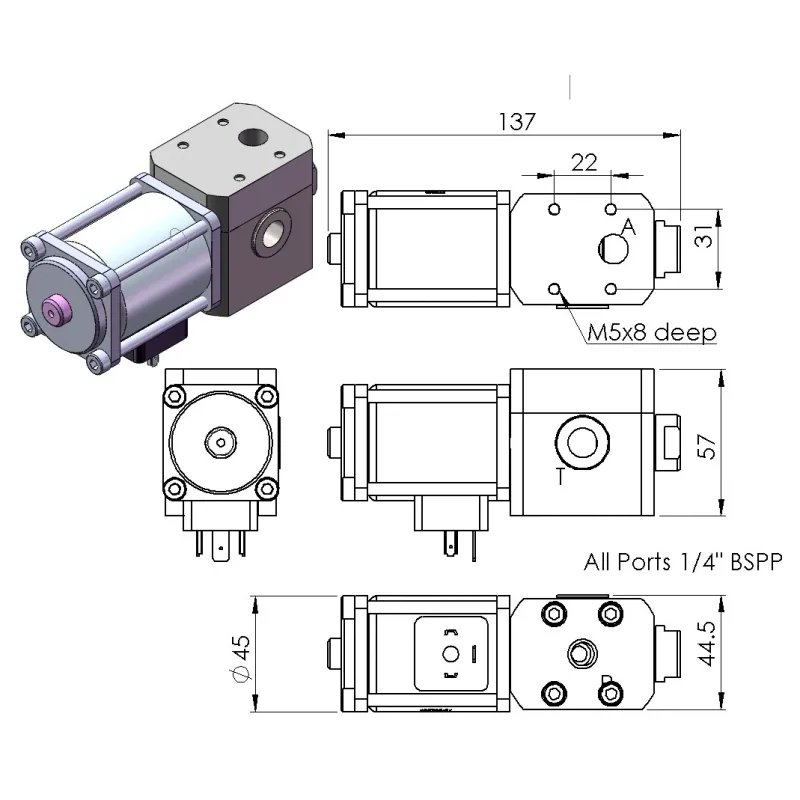 3/2 Solenoid Directional Valve (Spring to Open P)